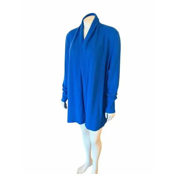 White + Warren Cobalt Blue Cashmere Cardigan Soft Large - Picture 4 of 10